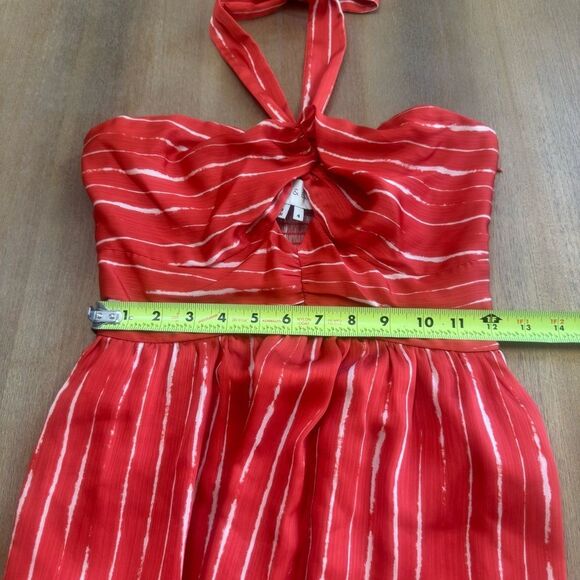 Sachin & Babi Casual Georgette Midi‎ Dress Size 4 Halter Smocked Back - Picture 6 of 16